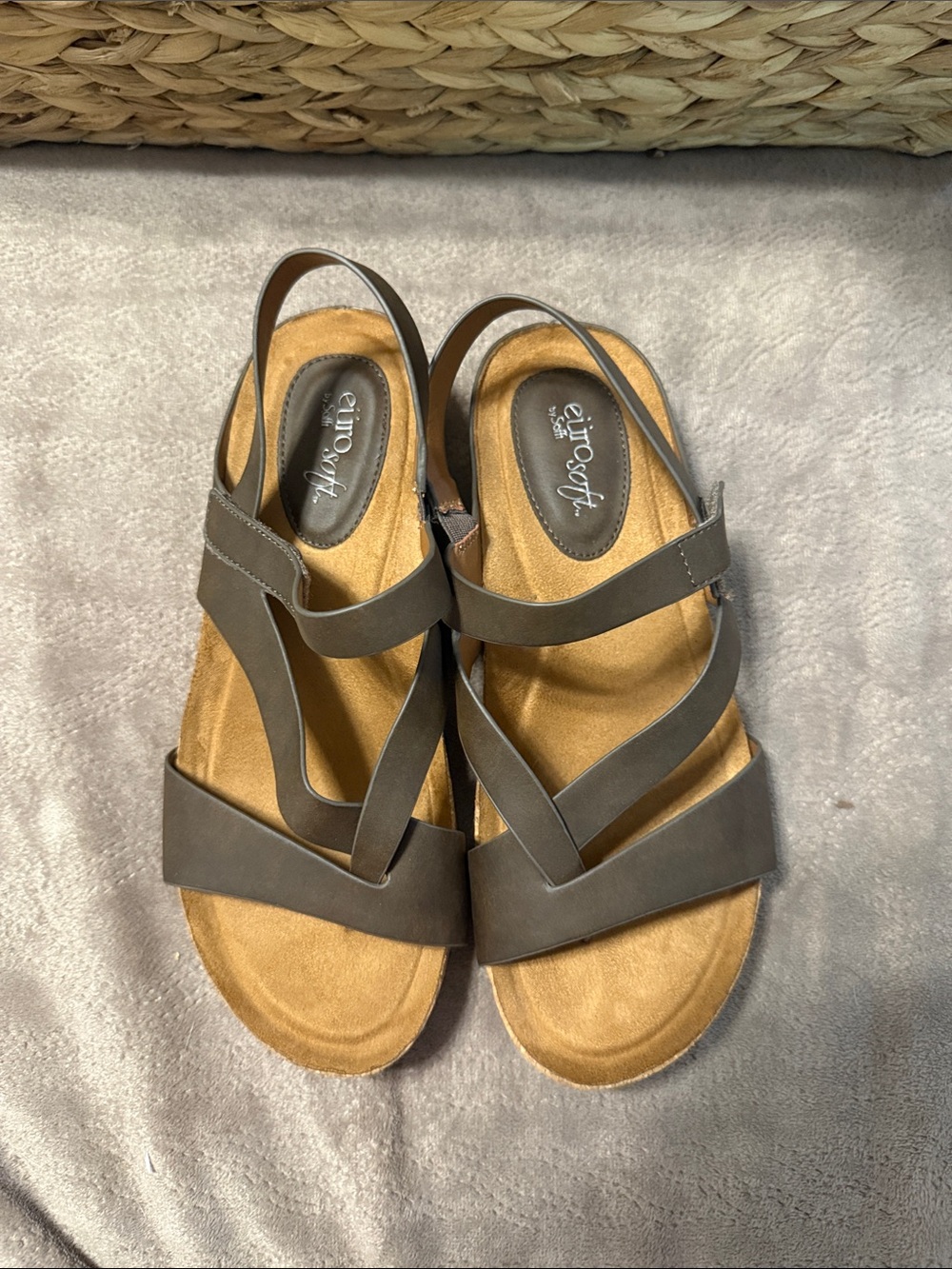 Sofft Brown Taupe Cross-Strap Slingback Sandals